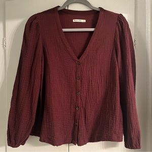 Marine Layer burgundy doublecloth top